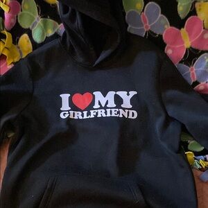 Black Hoodie with 'I Love My Girlfriend' Print